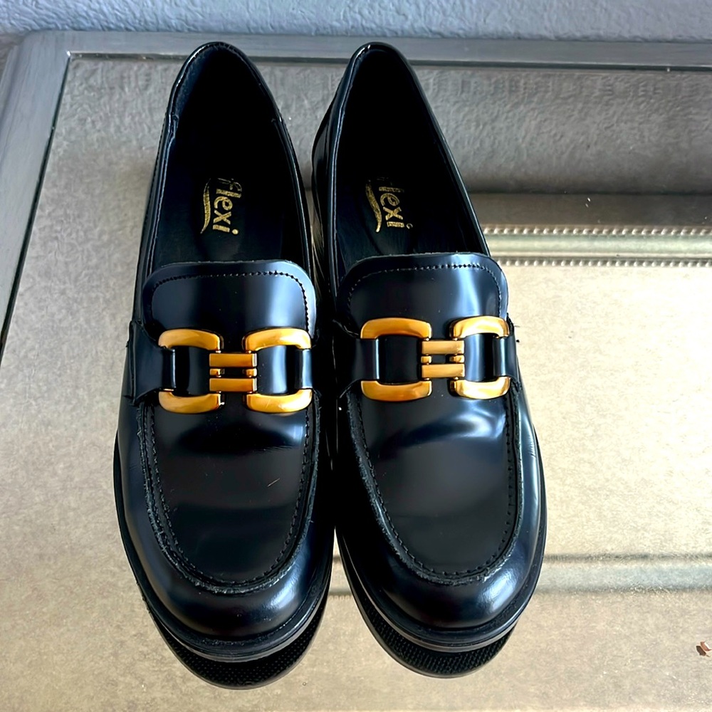 Flexi Black Work Shoes